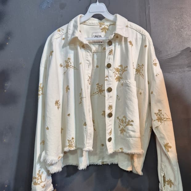 자라  자수  면데님 자켓  66 세탁완료