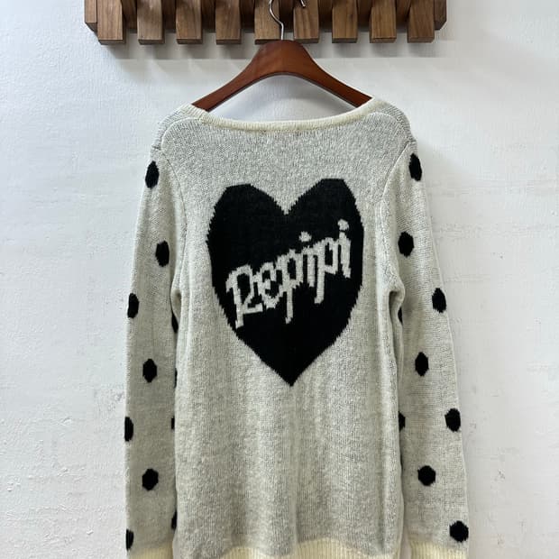 일본빈티지 repipi armario 도트 패턴 V넥 니트 가디건