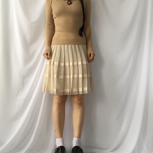 Fur trimming ribbed knit
