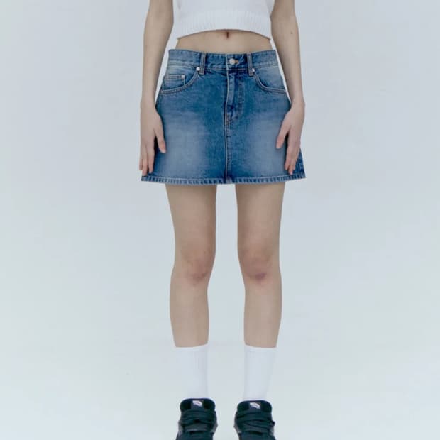 레스트앤레크리에이션 데님 미니스커트 블루s