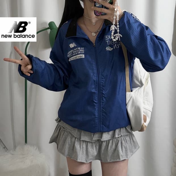 뉴발란스 코발트 블루 웜업 바람막이 자켓