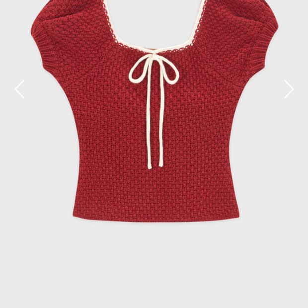 Puff Half Knit Top (Red) 시눈 반팔니트