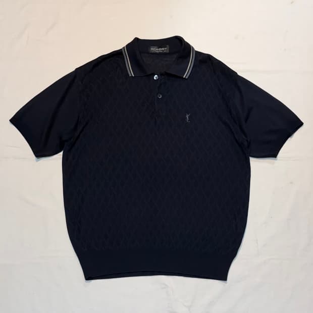 00s YSL 입생로랑 아카이브 반팔 니트 카라티 블랙