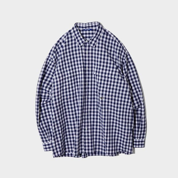 네이더스 2 포켓 와이드 셔츠 네이비 깅엄 체크