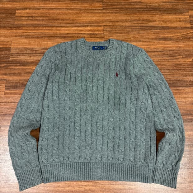 폴로 남성 꽈배기 니트 그레이 M