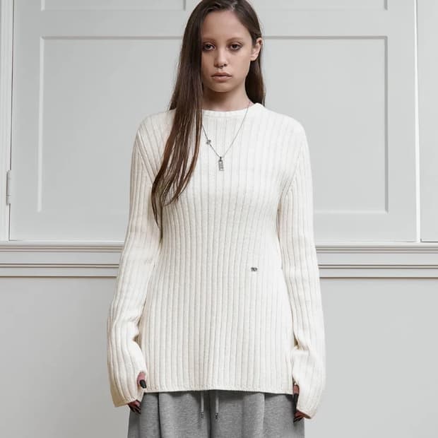 새상품) 트리밍버드 백리스 니트 풀오버 아이보리