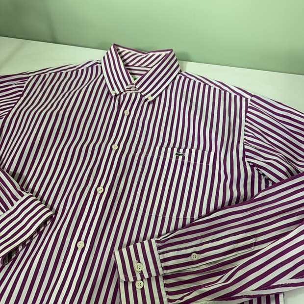 100 L 라코스테 원포켓 스몰로고 스트라이프 셔츠 남방