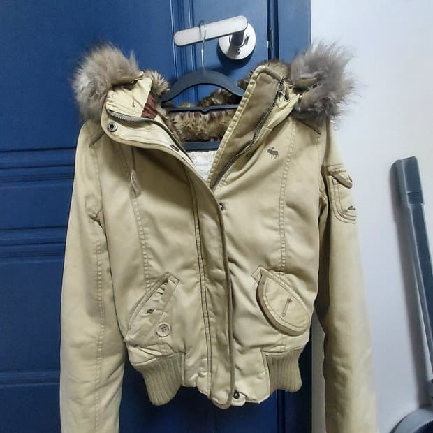 아베크롬비 퍼 후드 점퍼 집업 울프죠