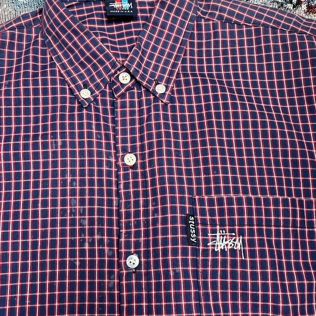 [L] 90s 올드 스투시 USA MADE 체크 셔츠