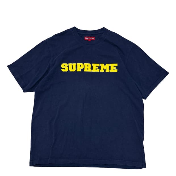 슈프림 아치로고 네이비 반팔 티셔츠