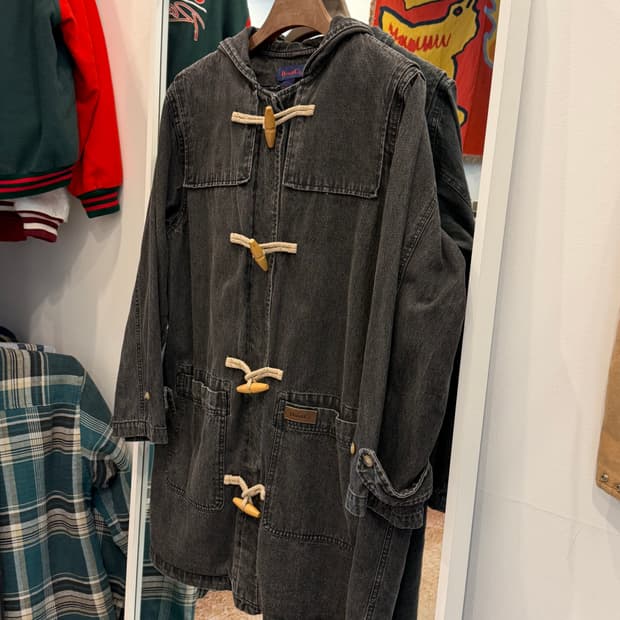 Denim & Co 데님앤코 빈티지 흑청 데님 더플 코트
