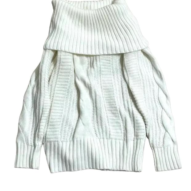 오프숄더 케이블 니트 아이보리