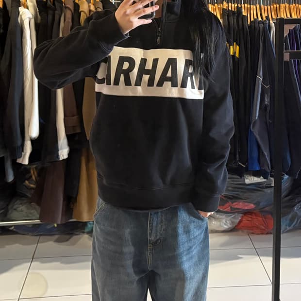칼하트 wip 빅로고 레트로 스포츠 히프집업 스웻셔츠