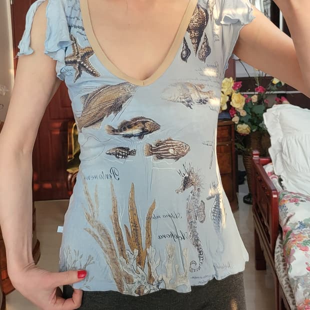 프랑스 수입 모르간 모달 블루 셔츠