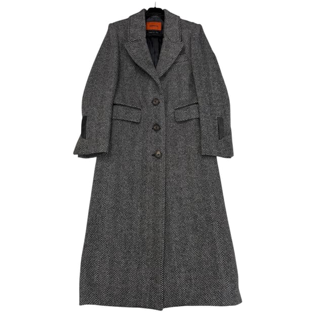 데뮤즈 헤링본 퓨어 울 코트