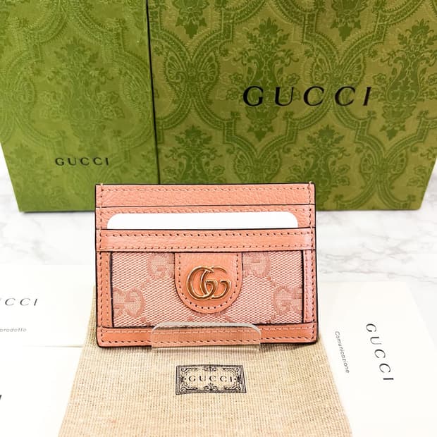 구찌 오피디아 GG 수프림 카드지갑 핑크