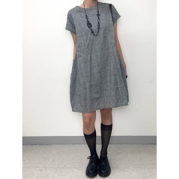 빈티지 그레이 벌룬핏 원피스