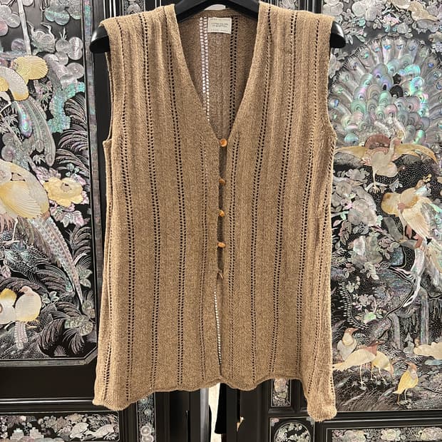 ITA 베네통 세로 패턴 니트 베스트 OS