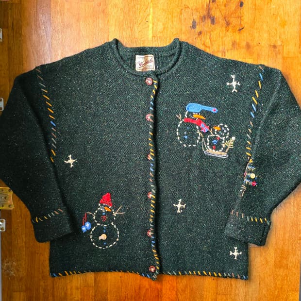 WOOLRICH 울리치 자수 니트 가디건 MADE IN HONGKONG 