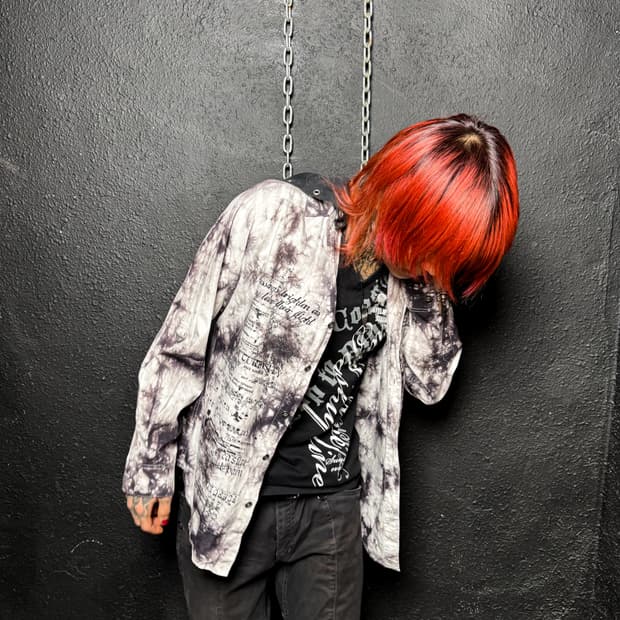 Tie-dye & Lettering Hooded Shirt Jacket 