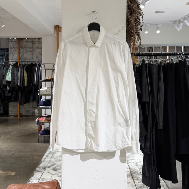 보테가 베네타 화이트 코튼 히든 버튼 셔츠