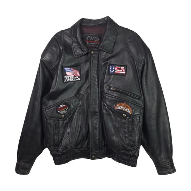 CAREER USA 패치 빈티지 라이더 자켓 XL