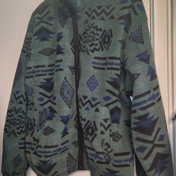 아콘 에스닉 보헤미안 패턴 플리스 집업 자켓 F