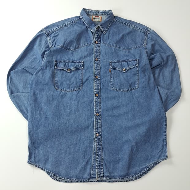 CA604 XL 리바이스 오렌지탭 90s 60624 웨스턴 데님 셔츠 