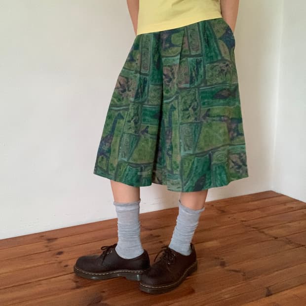 Pattern Wide Bermuda Pants