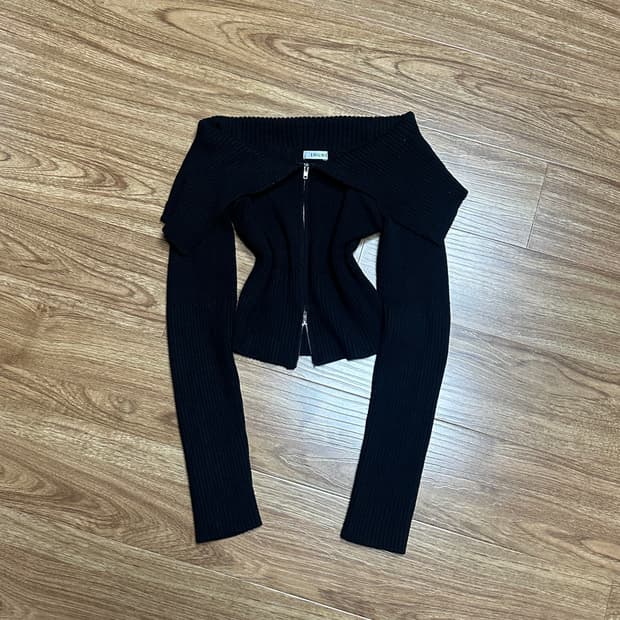 빈티지 잉그니 블랙 오프숄더 골지 집업 오네갸루 긱시크 고딕 스나계 고딕