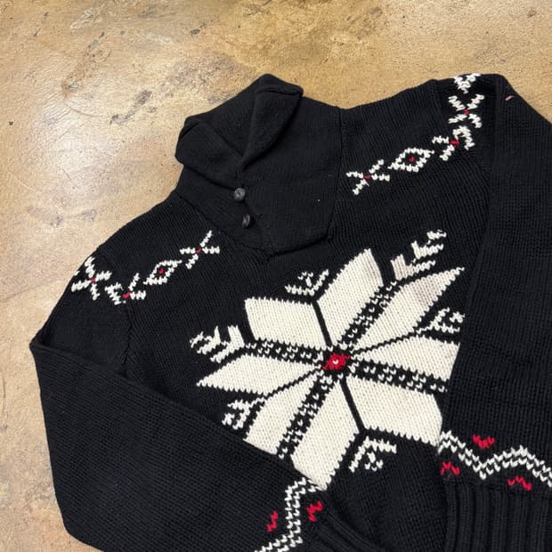 폴로 블랙 모리 빈티지 카라 니트