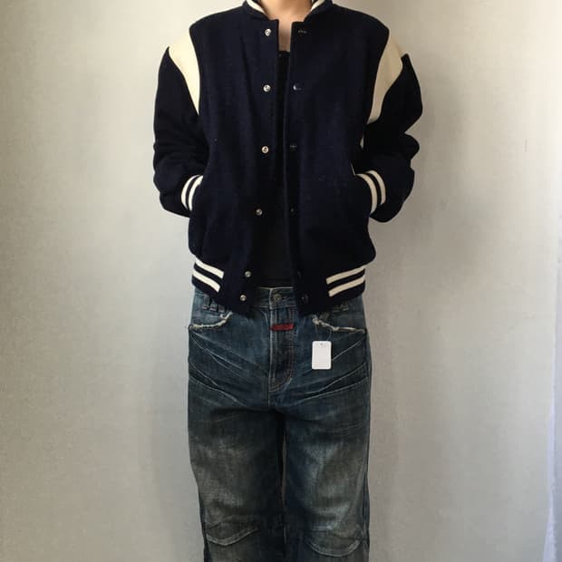 Leather layered woolen jacket