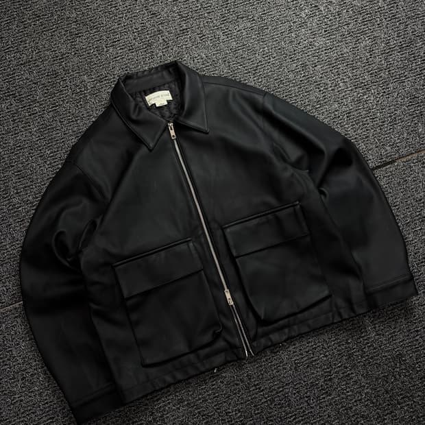 라퍼지스토어 버핑 레더 블랙 해링턴 자켓 블랙 1919