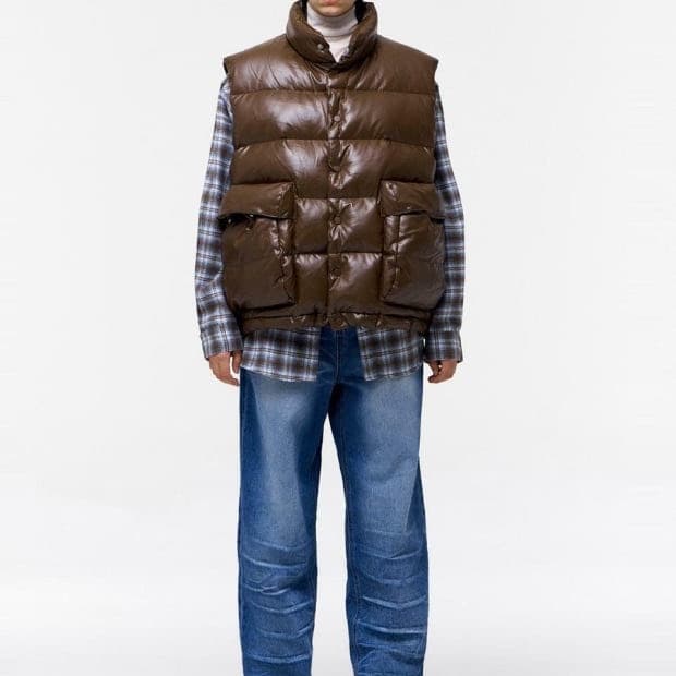 누아클레 덕다운 레더패딩베스트