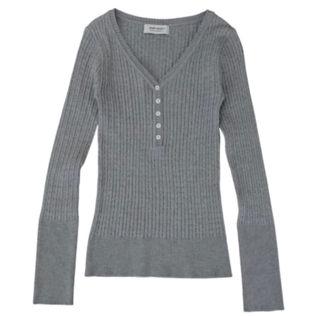 easeas honey button Rib Knit 이즈이즈 허니 버튼