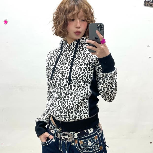 Milk Cow Fur Hooded Zip-Up