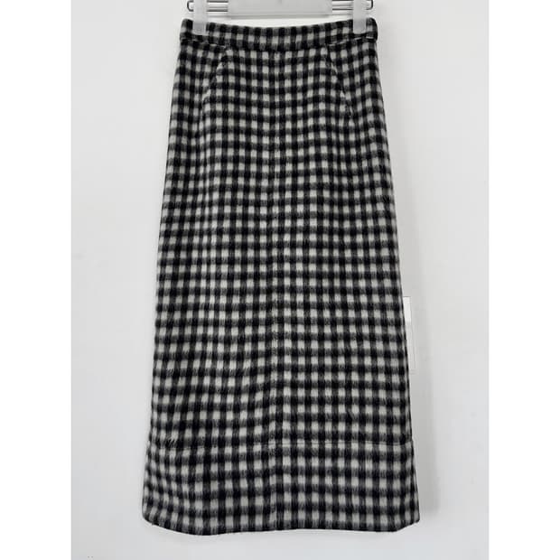 N21 체크 샤기 스커트