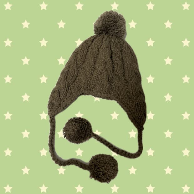 빈티지 니트 털 방울 귀도리 모자