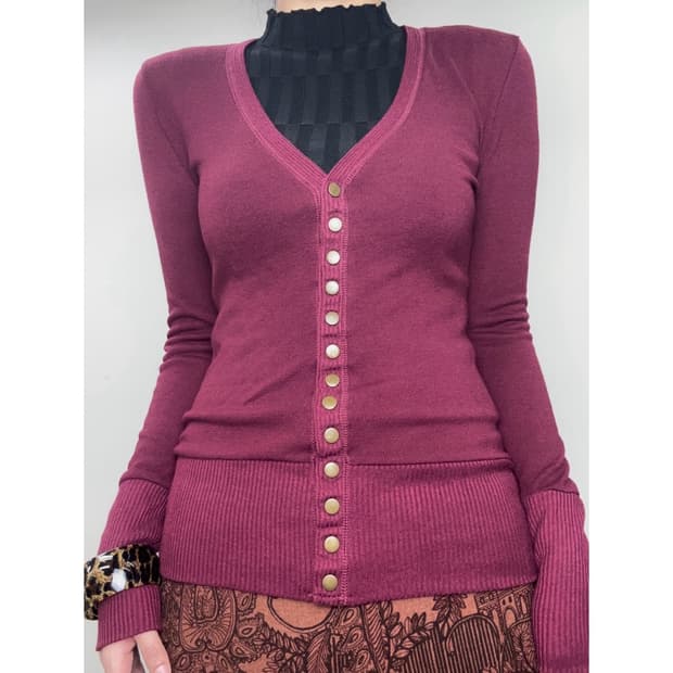 빈티지 버건디 가디건