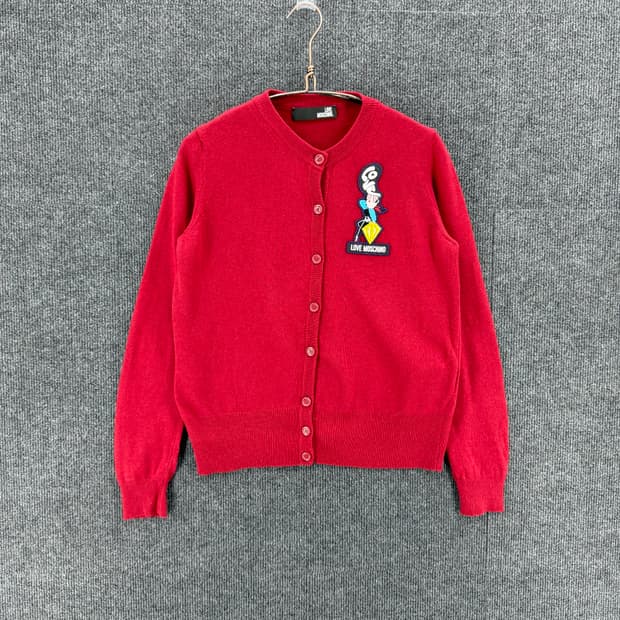 레더패치 울가디건