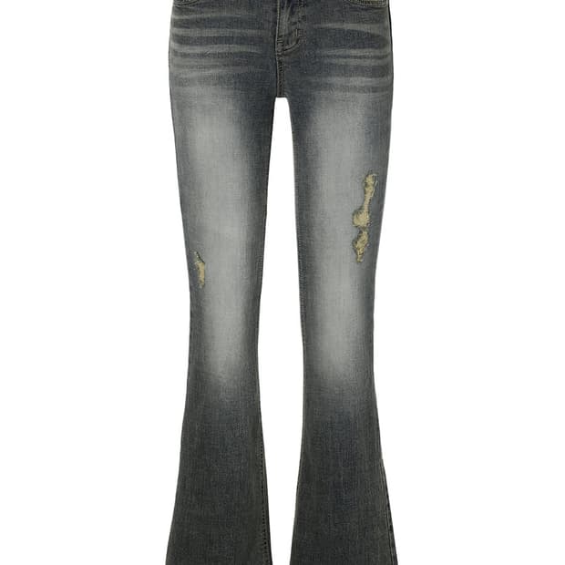 이네기 스모크 미드라이즈 부츠컷 데님팬츠 블랙 M