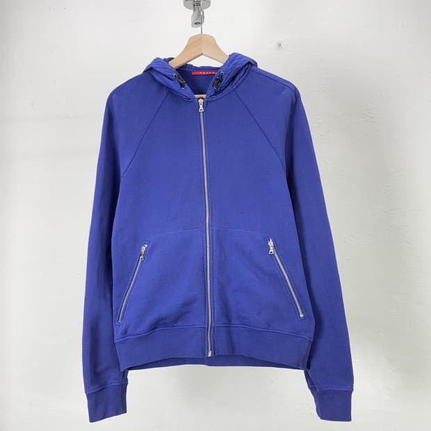 프라다 블루 바이올렛 집 라인 후디 집업 자켓