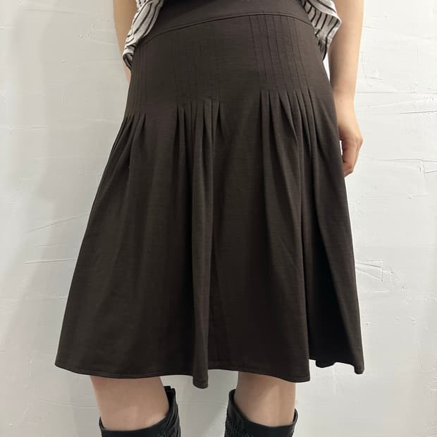 trinity brown pleats midi skirt