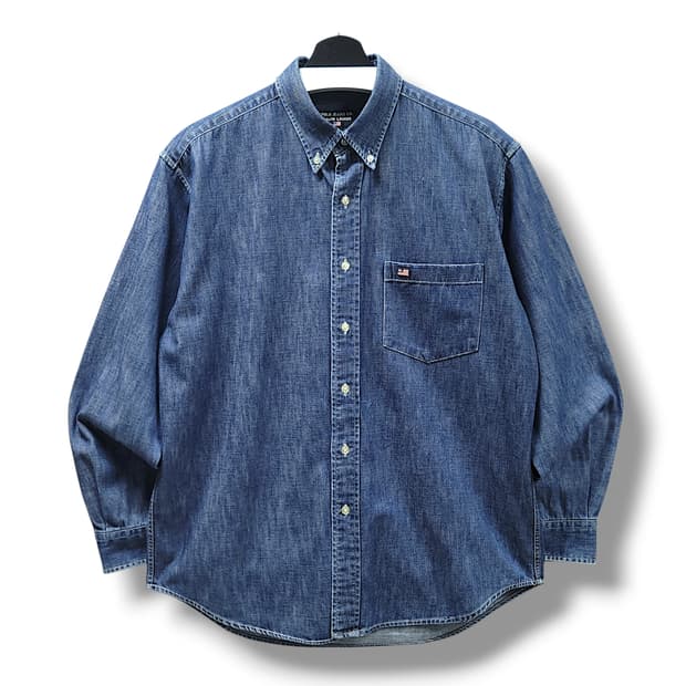 [95~100] 폴로 진스 컴퍼니 진청 성조기 데님 긴팔셔츠