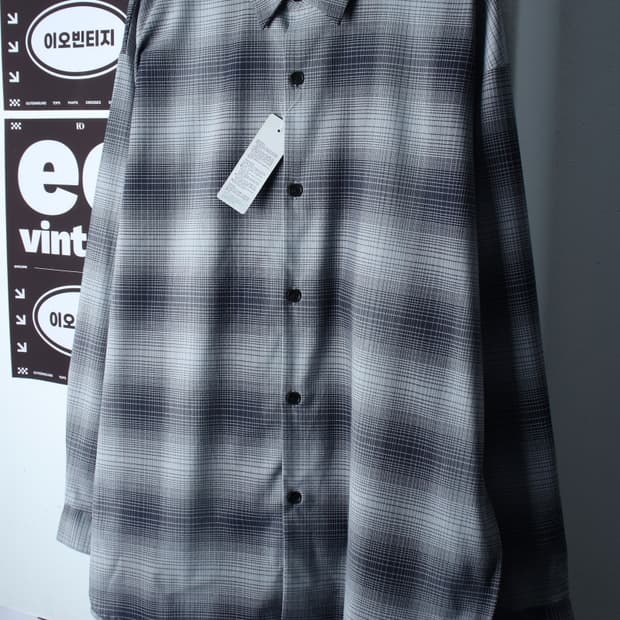 (L-2XL) 셔츠 남방 새상품 체크 그레이 아메카지-H36522