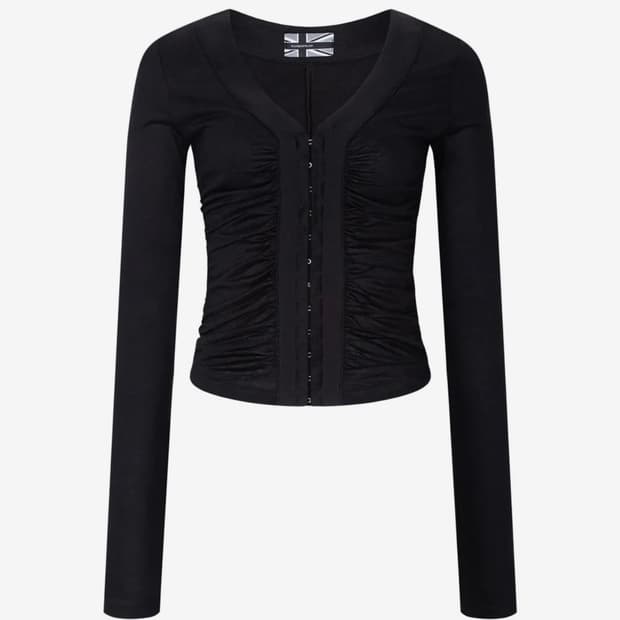 Candela Hooked Shirring Long Sleeve Top