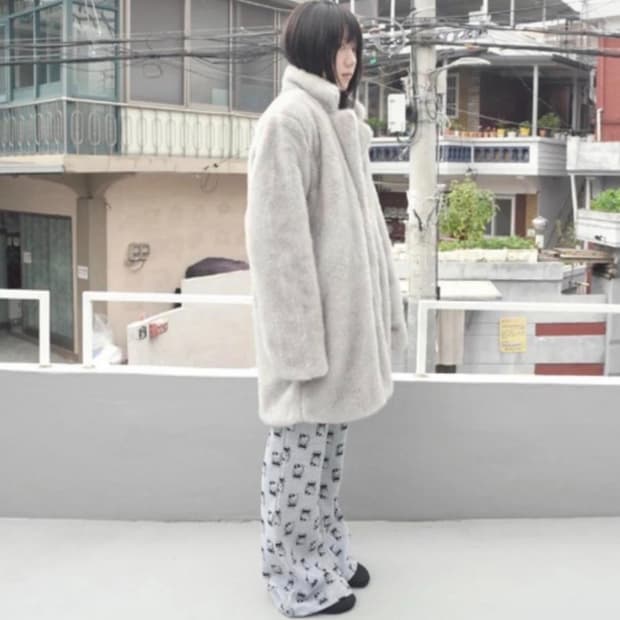 디에이디 그레이 퍼 코트 퍼 자켓