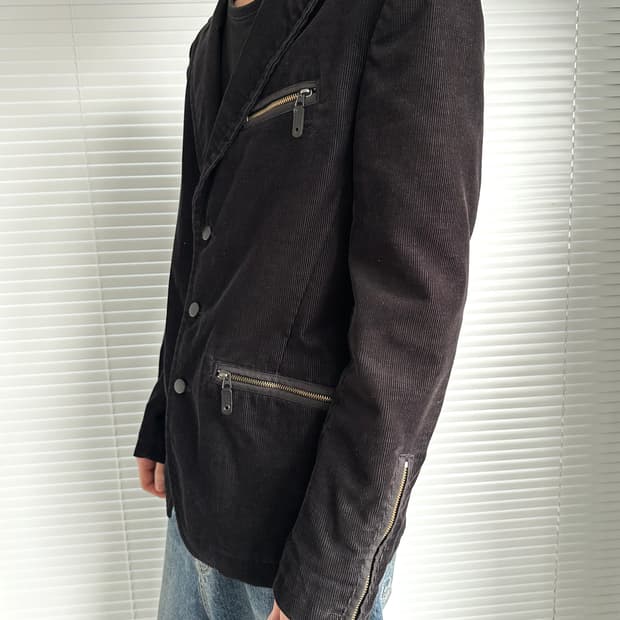 디젤 코듀로이 블랙 지퍼 블레이저 자켓