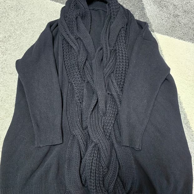 DKNY 울실크 꽈배기 니트 롱 가디건