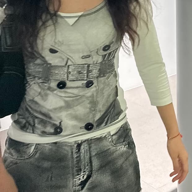 karen millen 레이어드 워싱탑 워싱 미니 스커트